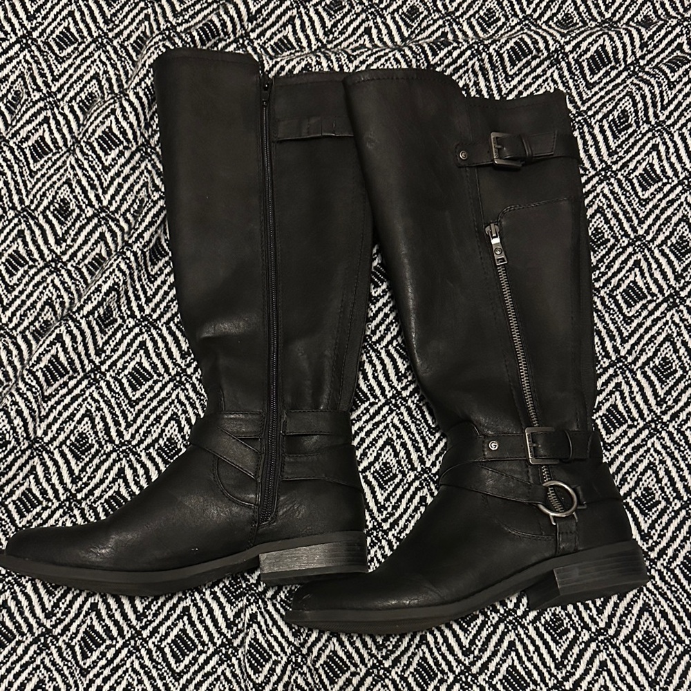 G by Guess Black Moto Boots with Buckles